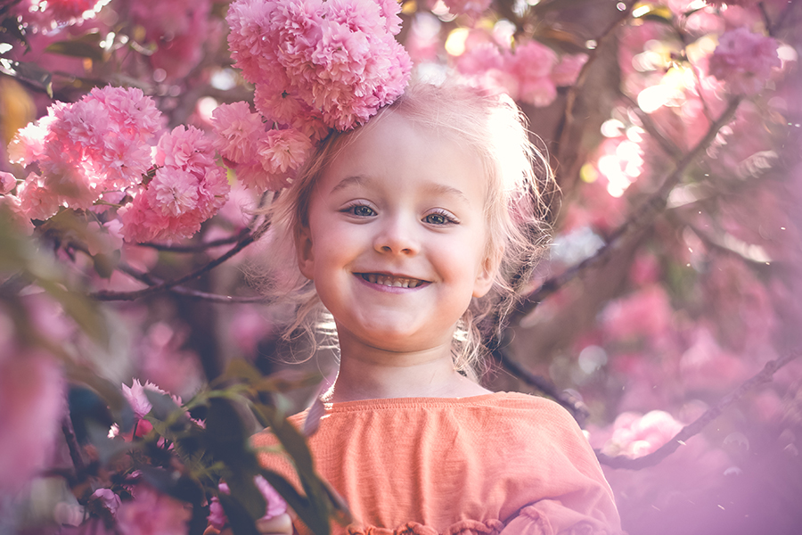 girl in cherry blossoms